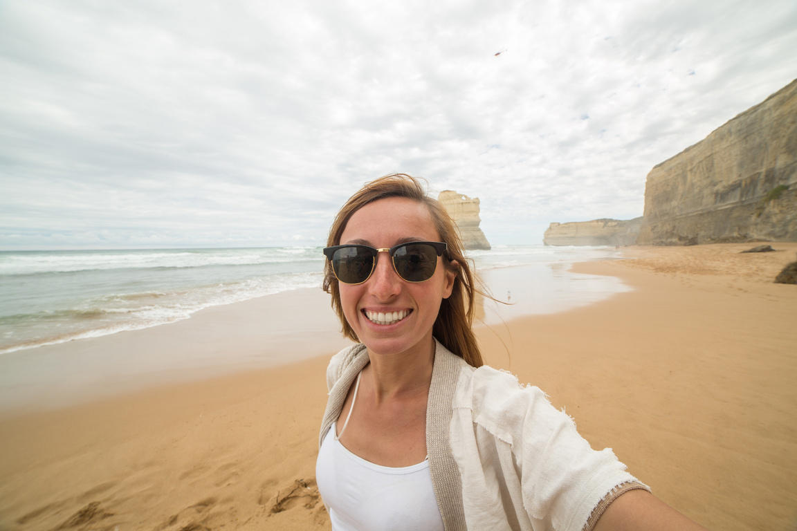 Tourist takes selfie in Australia